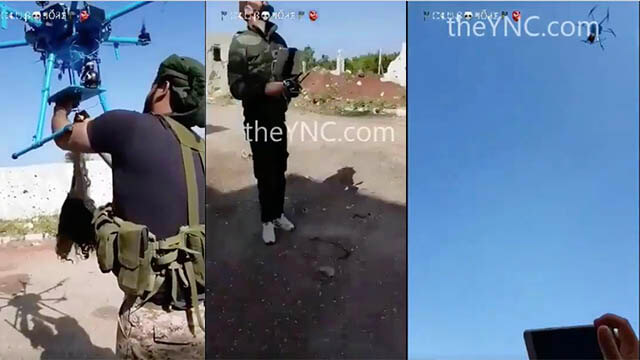 VIDEO: Islamister skickar avhugget huvud med drönare och skrattar