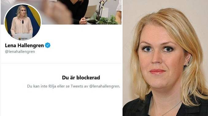 Socialminister Lena Hallengren blockerar Samhällsnytts reporter – mitt under coronakrisen