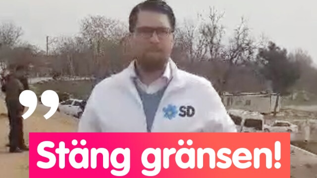 INTERVJU: Jimmie Åkesson delar ut flygblad vid grekiska gränsen – ”Sweden is full”