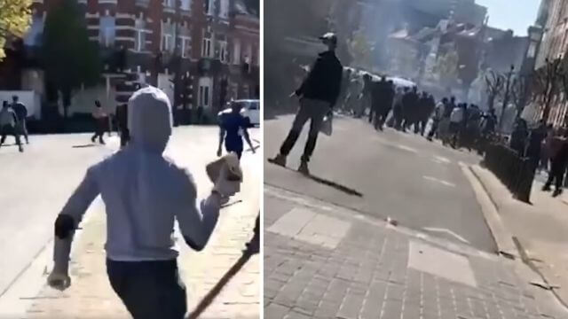 VIDEO: Gäng löpte amok i Bryssel – brände bilar och avlossade vapen