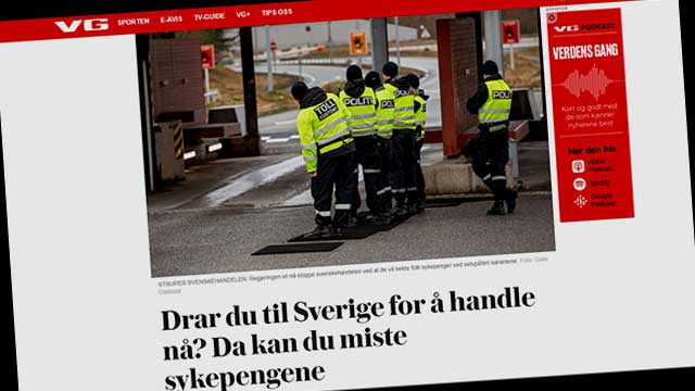 Norrmän som trotsar besöksförbud i Sverige kan bli utan sjukpenning