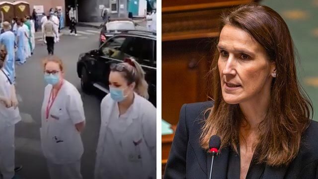 Anställda vände Belgiens premiärminister ryggen när hon anlände till sjukhus