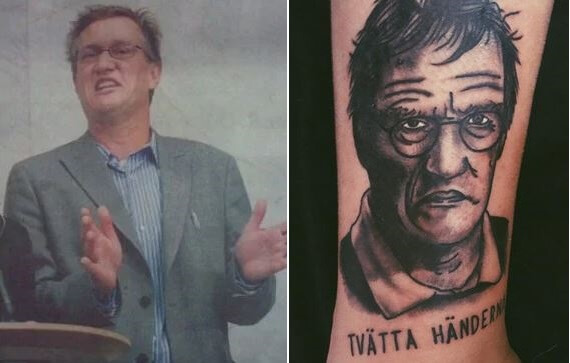 Nästan 5000 avlidna i corona – då tatuerar Anna in Anders Tegnell på benet