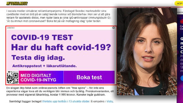 Aftonbladet beklagar sig över annonser för Covid-tester – har själv reklam för sådana tester