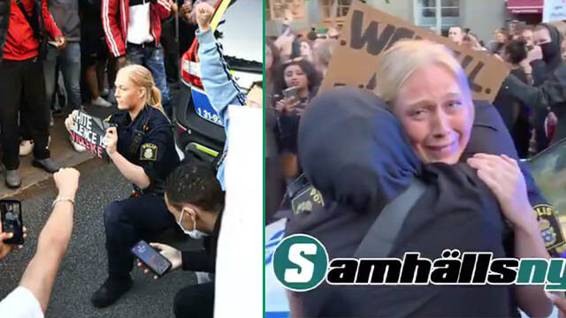 Kvinnlig polis knäböjer inför ”Black Lives Matter”: ”Vit tystnad är våld”