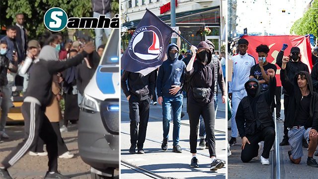 VIDEO: Polisen passiv när ligisterna sliter loss backspegeln från polisbilen