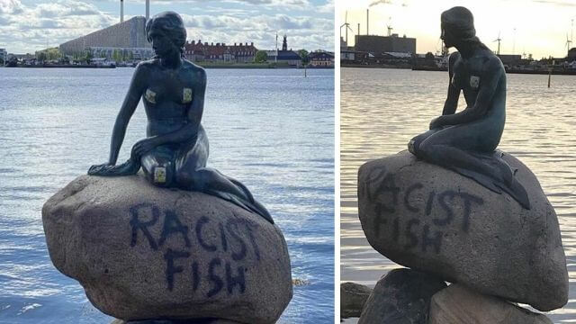 Sjöjungfrun i Köpenhamn vandaliserad: ”Rasistfisk”