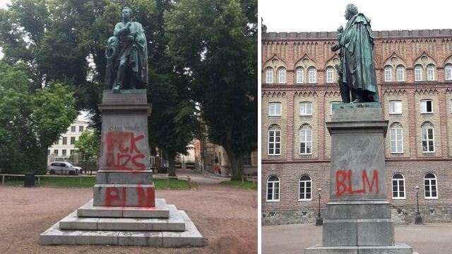 Ytterligare en staty vandaliserad i Lund: ”Fuck nazis”