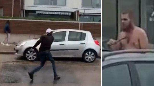 VIDEO: Upplopp med kniv och stenar rasade mitt i villaområdet
