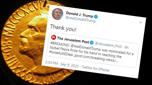 Donald Trump nominerad till Nobels fredspris