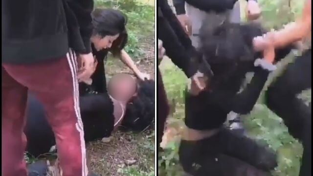 VIDEO: Gäng omringar och misshandlar tonårsflicka – knäas i huvudet