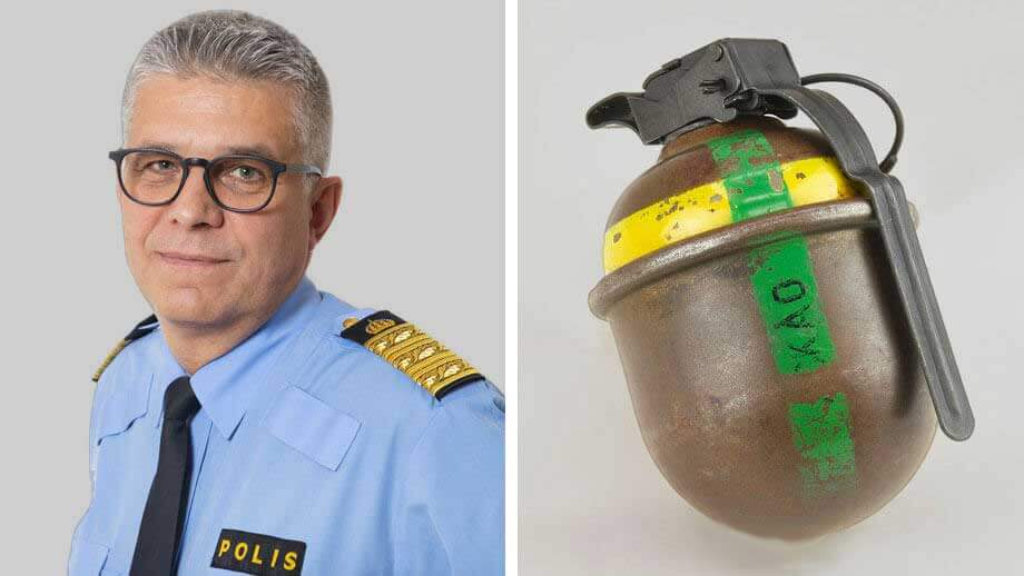 Polis utsatt för handgranatsattentat i hemmet