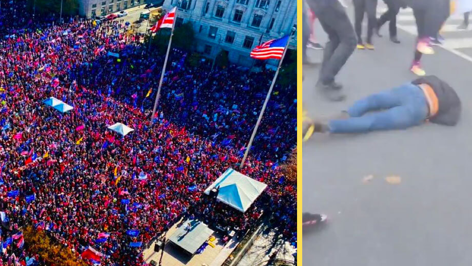 Bidenanhängare attackerar när Trumpsupporters demonstrerar till stöd för presidenten