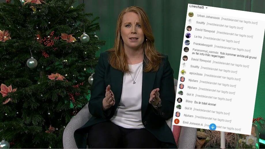 Annie Lööf höll jultal – partiet censurerade kommentarer