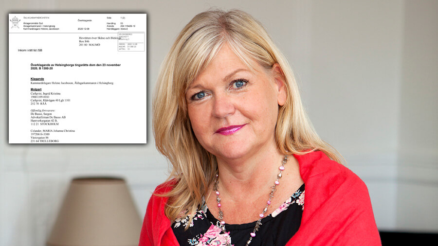 Domen mot Ingrid Carlqvist överklagas