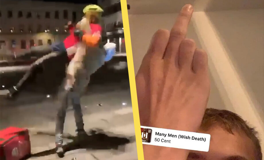 VIDEO: Foodoras cykelbud kastas i marken och misshandlas grovt