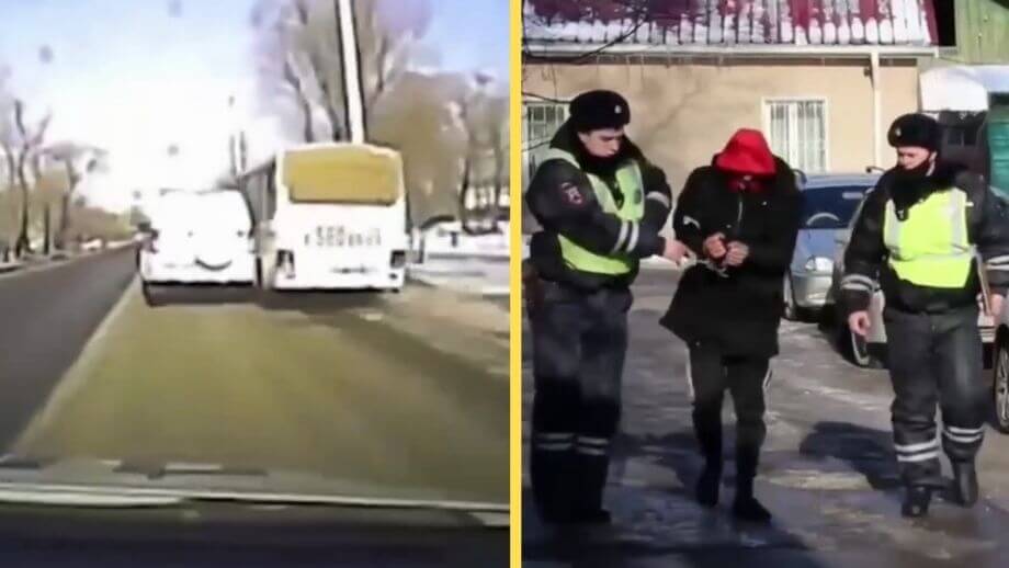 VIDEO: Man stal buss, kvaddade flera polisbilar och hamnade i diket – här är den dramatiska biljakten