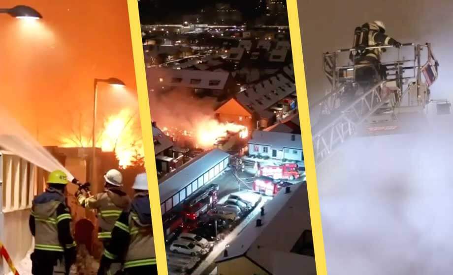 VIDEO: Här brinner radhuslänga i Åkersberga