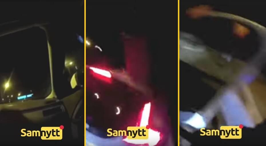 VIDEO: Här slår polisen in bakrutan på fortkörare: ”Vad fan gör du??”