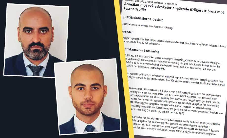 Trots brottsmisstankar – JK inleder inte förundersökning mot kriminella nätverkets advokater