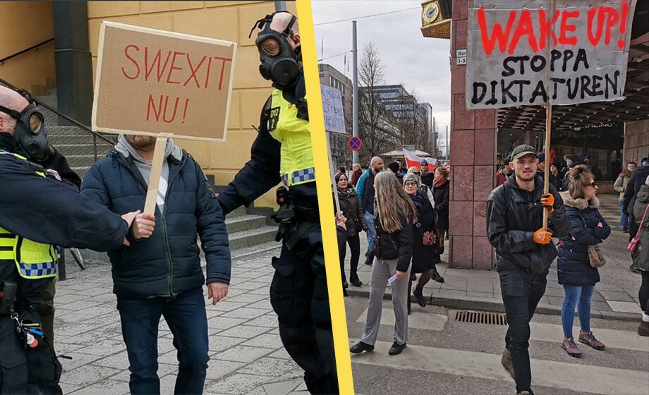 JUST NU: Polisen griper kvinna med svensk flagga