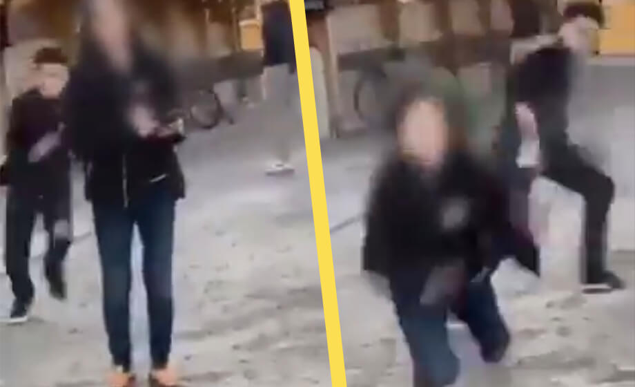 VIDEO: Kvinna sparkas ned på tågstation – ”Rasist”