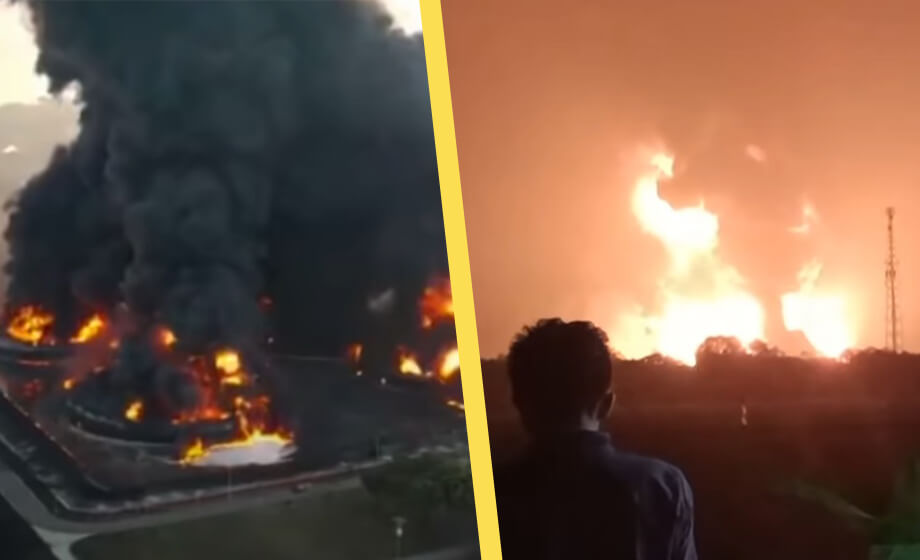 VIDEO: Oljeraffinaderi exploderar i Indonesien