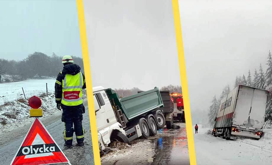 Snöoväder över landet – trafikolyckor och inställda tåg