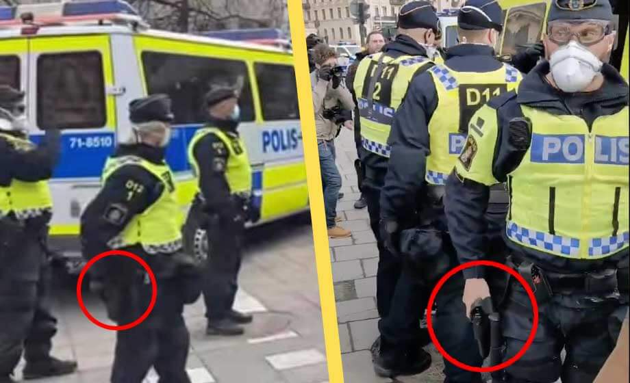 Polisen anklagas för att vara ”skjutklara” vid gårdagens coronademonstration – SE BILDER