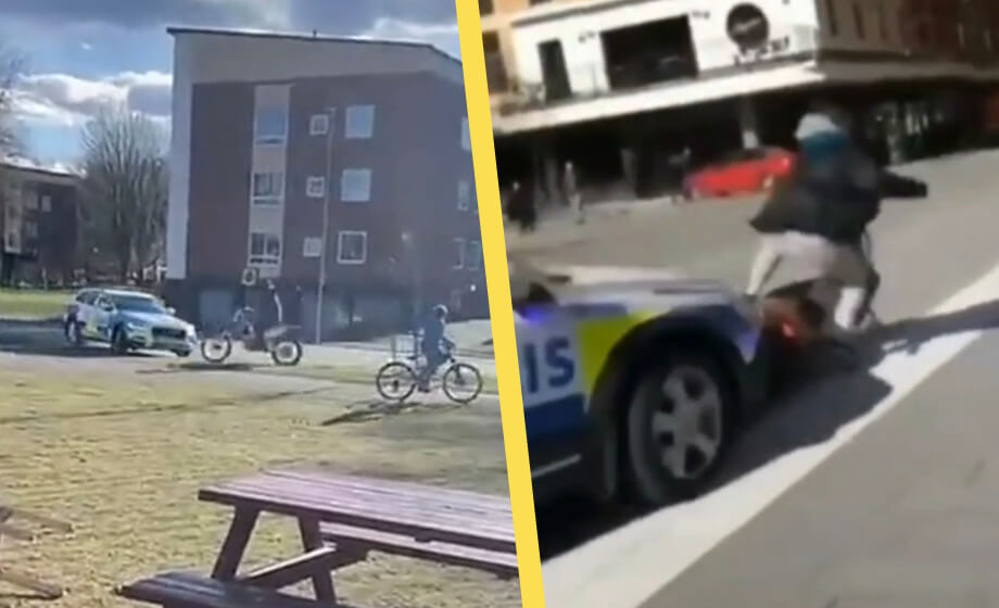 VIDEO: Här prejar polisen mopedister – flyger flera meter