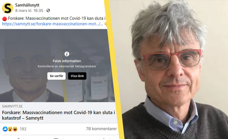 Forskarens varning för massvaccination stämplas som ”falsk information” av Facebook