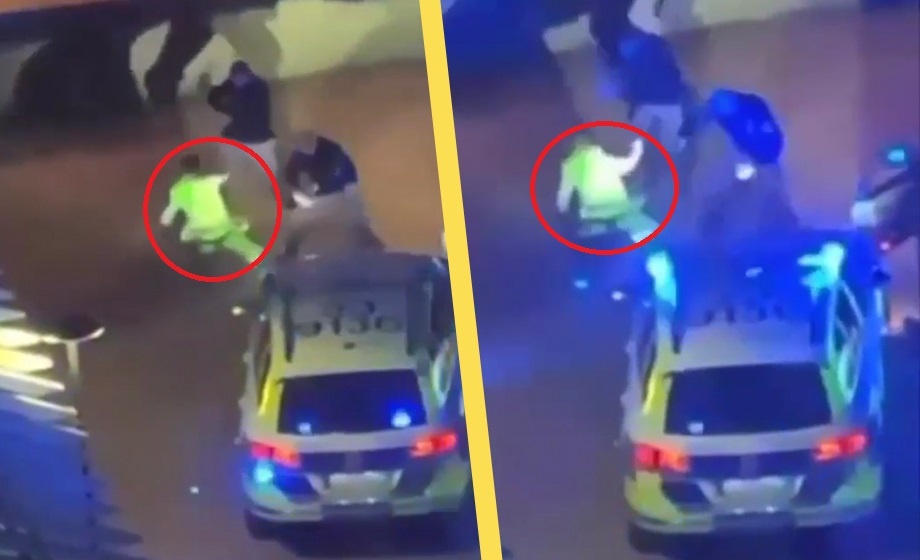 VIDEO: Här slår polisen ned mannen efter bilstopp