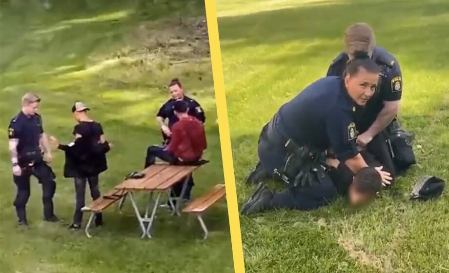 VIDEO: Poliskvinna hotas av gripen 17-åring – ”Stampa henne bror”