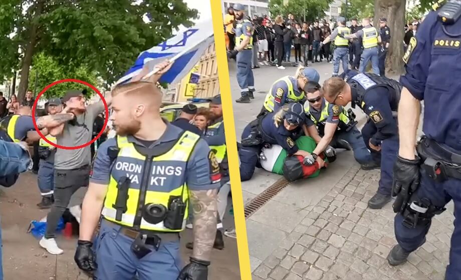 VIDEO: Livsfarligt att hålla Israels flagga i Göteborg – ”Kasta sten på han”
