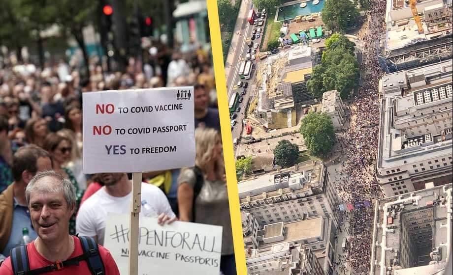 Tiotusentals demonstrerade mot pandemirestriktioner