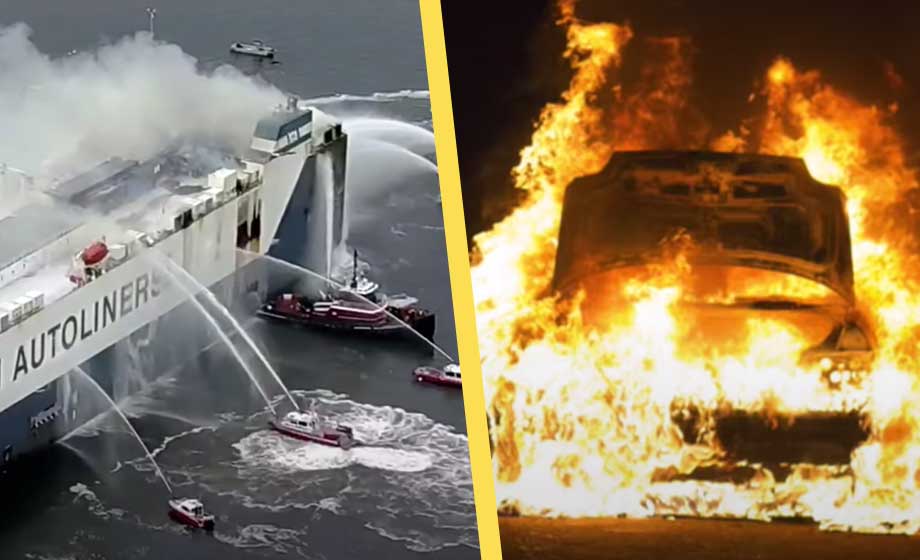 Brinnande elbilar – en mardröm till sjöss