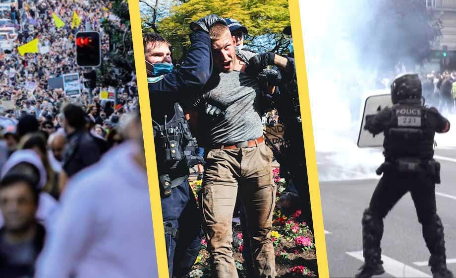 Massiva demonstrationer mot coronarestriktioner