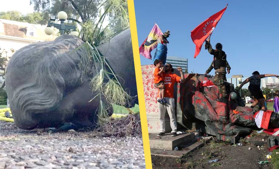Statyer av brittiska regenter revs på Kanadas nationaldag