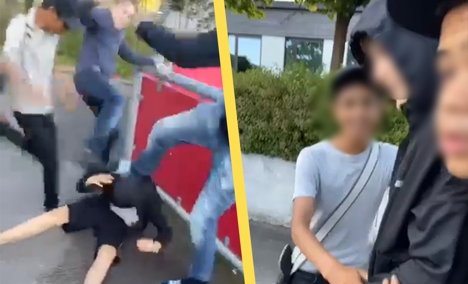 VIDEO: Gäng stampar ensam pojke – ”Knulla han bre”