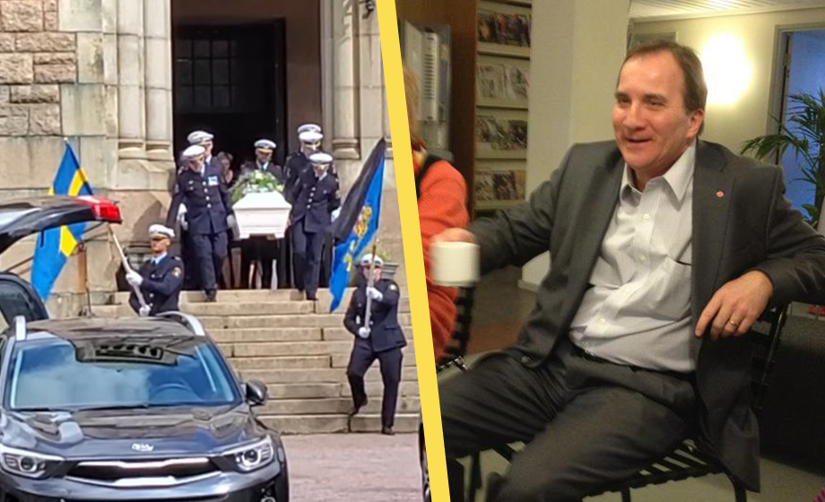 Stefan Löfven vägrar svara om frånvaro vid polisbegravning