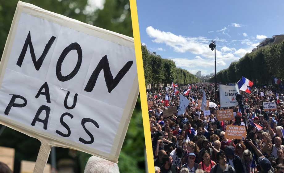 Vaccinationspass blir obligatoriskt i Frankrike – massiva demonstrationer