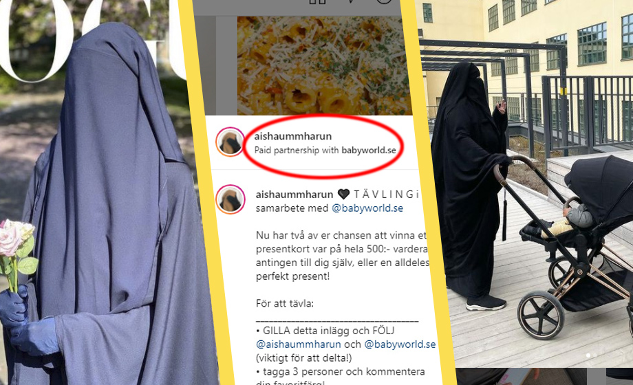 Burka-kvinnan sponsras av företag – vill sälja barnvagnar till muslimer