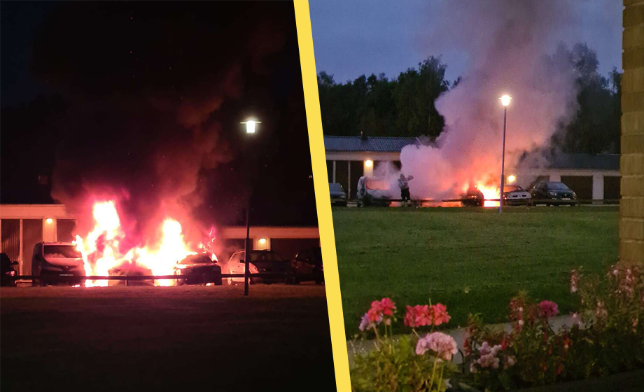 VIDEO: Bostadsområdet väcks av bilbränder
