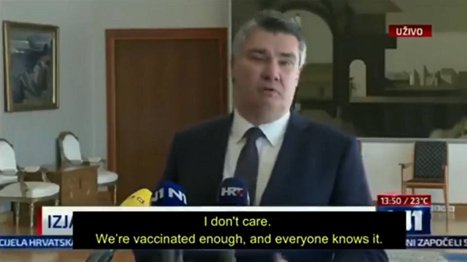 Kroatiens president till attack mot covidhysterin: ”Vi är färdigvaccinerade”