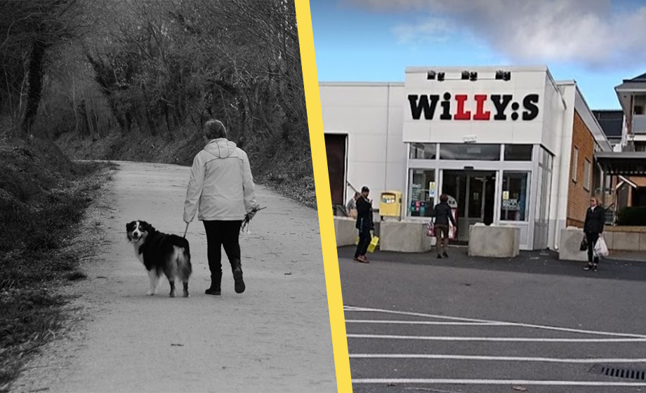 Hund slagen utanför butik