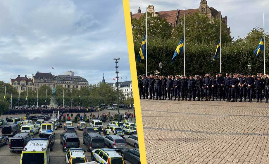 Polisen höll tyst minut för omkomna kollegorna