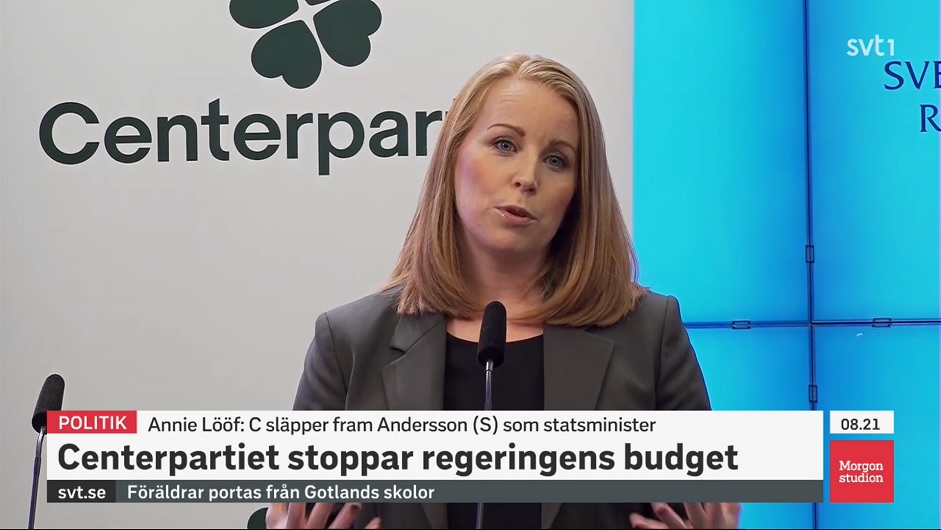Annie Lööf: Kommer inte att stödja regeringens budget