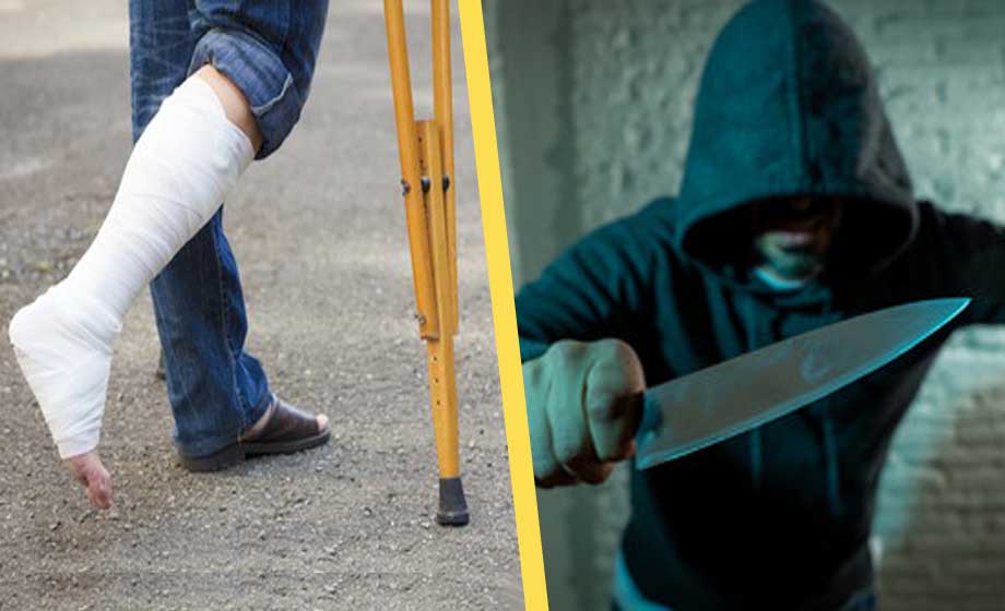 Man på kryckor knivrånades av gäng