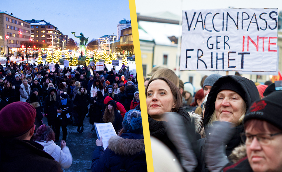 VIDEO: Stor demonstration mot vaccinpass