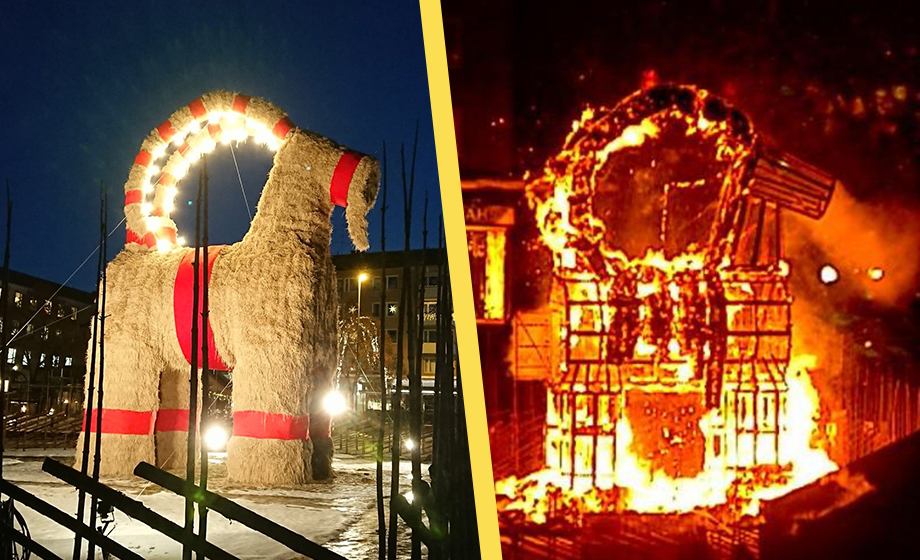 Gävlebocken förstörd i brand – man gripen